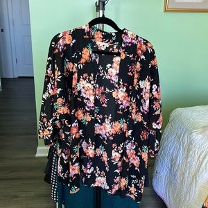 Pleione Floral Black Kimono